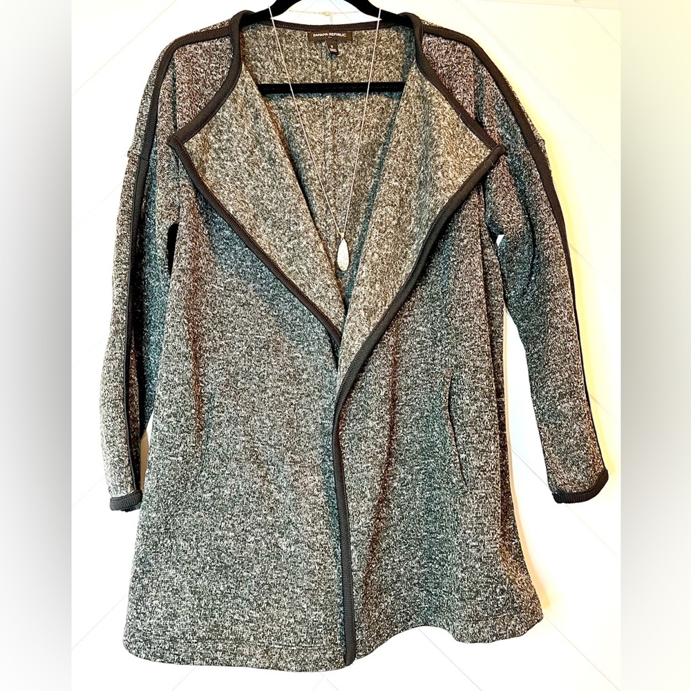 Banana Republic Long Open Marled Charcoal Cardigan/Jacket Size Small